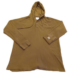 Denim & Flower Ricky Singh Men's Large Tan Hooded Waffle Knit Shirt Hoodie